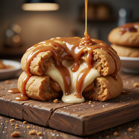 Banoffee Stuffed Cookie with toffee caramel and banana filling