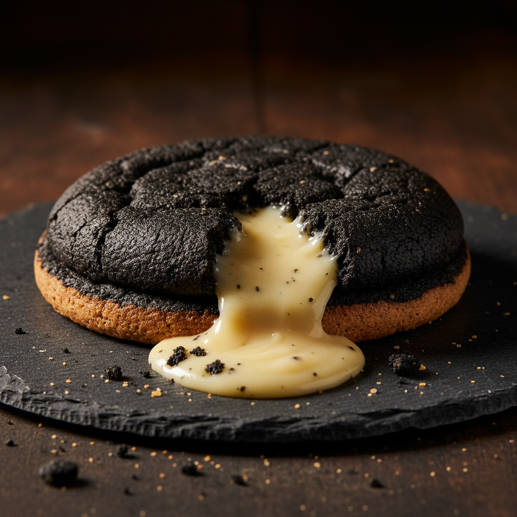 Black Sesame and Vanilla Custard Cookie