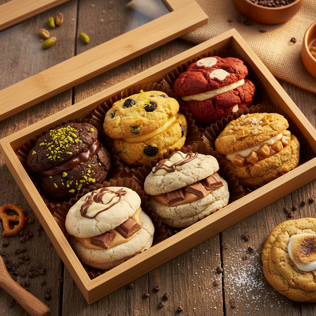 6 Pack Cookie Box assorted stuffed cookies